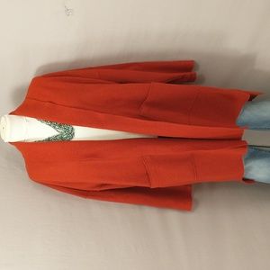 Pumpkin Burnt Orange Oversized Sweater Cardigan Jacket Eileen Fisher Wool Boxy